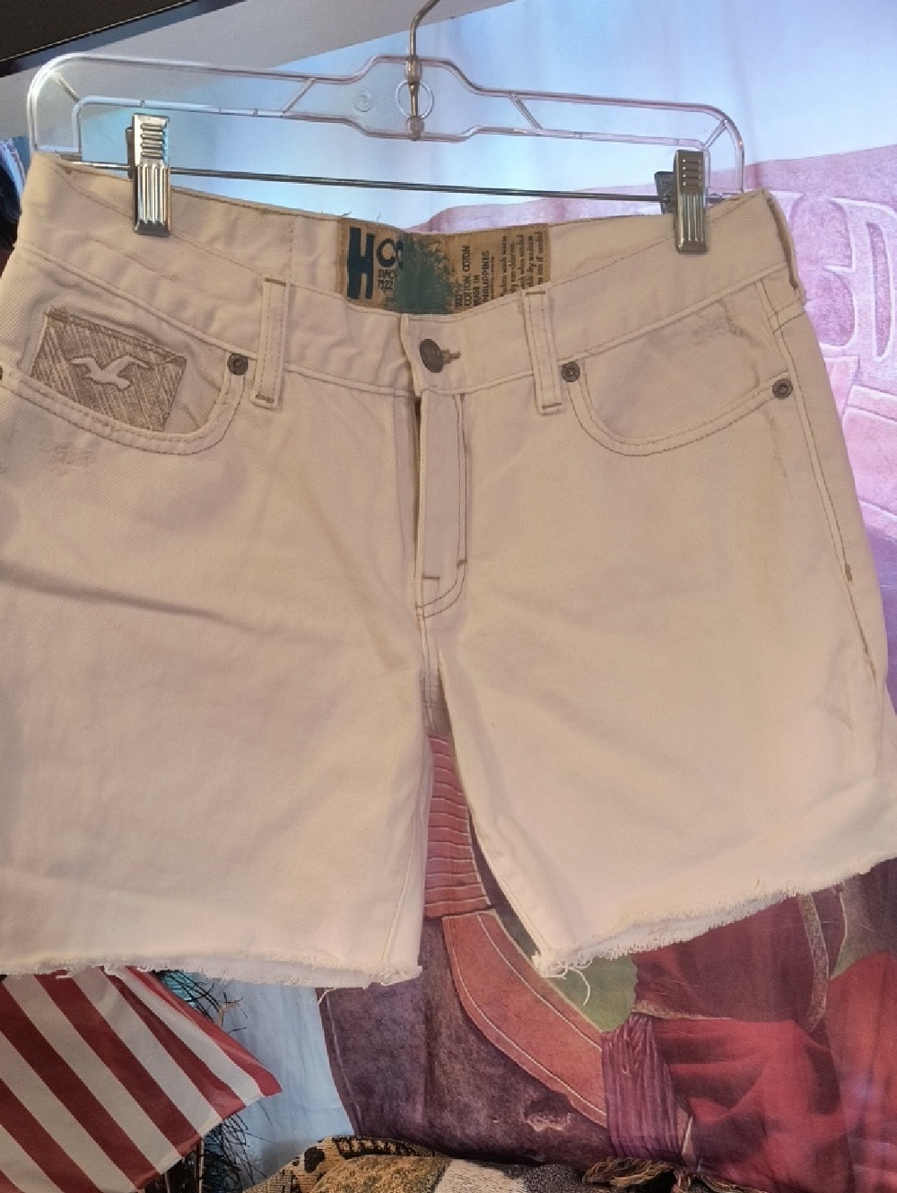 Women’s HOLLISTER White Wash 100% Cotton Denim Cutoff Shorts 7